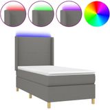 vidaXL Boxspring met matras en LED stof donkergrijs 80x200 cm