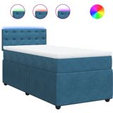 vidaXL Boxspring met matras fluweel blauw 90x200 cm