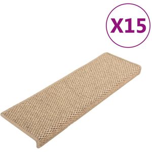vidaXL-Trapmatten-zelfklevend-15-st-sisal-look-65x21x4-cm-zandkleurig