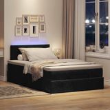 vidaXL - Bed - poef - met - matras - en - LED'sx190 - cm - fluweel - zwart