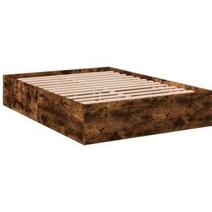 vidaXL Bedframe bewerkt hout gerookt eikenkleurig 140x200 cm