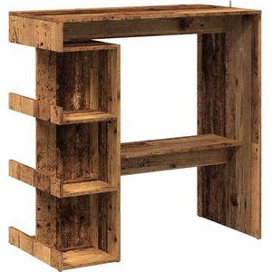 vidaXL Bartafel met opbergrek 100x48x101,5 cm oud houtkleurig