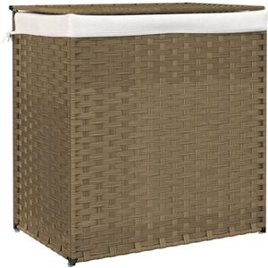 vidaXL Wasmand met 2 vakken 53x35x57 cm poly rattan