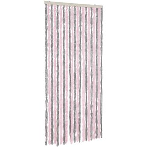 vidaXL-Vliegengordijn-100x220-cm-chenille-zilvergrijs-en-roze