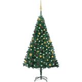 vidaXL Kunstkerstboom met verlichting en kerstballen 180 cm PVC groen