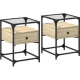 vidaXL Nachtkastjes 2 st 40x40x55 cm bewerkt hout sonoma eikenkleurig