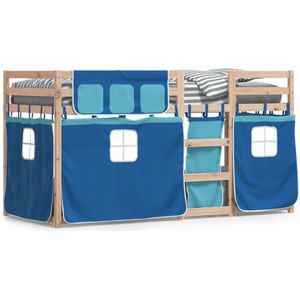 vidaXL Stapelbed met gordijnen 90x190 cm massief grenenhout blauw