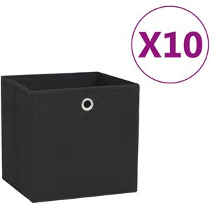 vidaXL Opbergboxen 10 st 28x28x28 cm nonwoven stof zwart