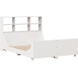 vidaXL - Bed - met - boekenkast - zonder - matras - massief - hout - witx200 - cm