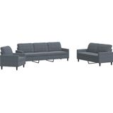 vidaXL 4-delige Loungeset met kussens fluweel donkergrijs