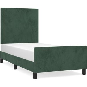 vidaXL Bedframe met hoofdeinde fluweel donkergroen 90x190 cm