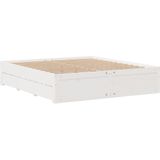 vidaXL - Bedframe - zonder - matras - met - lades - grenenhout - wit - 180x200 - cm