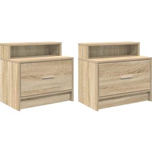 vidaXL Nachtkastjes 2 st met lade 51x31x47 cm sonoma eikenkleurig