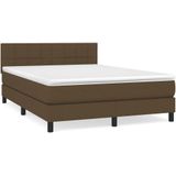 vidaXL Boxspring met matras stof donkerbruin 140x200 cm