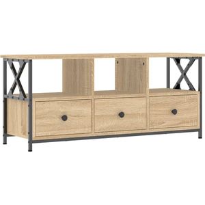 VidaXL Tv-meubel 102x33x45 cm - Bewerkt Hout en IJzer - Sonoma Eikenkleur