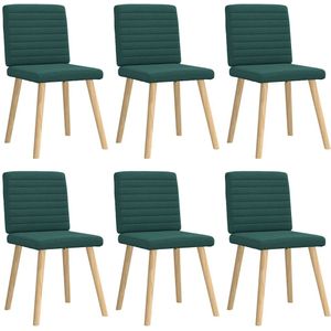 vidaXL Eetkamerstoelen 6 st stof donkergroen