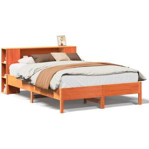 vidaXL Bed met boekenkast zonder matras grenenhout wasbruin 160x200 cm