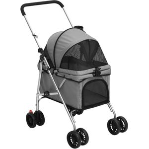 vidaXL Hondenwagen inklapbaar 76x50x100 cm oxford stof grijs