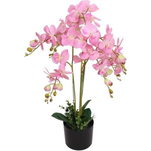 vidaXL Kunstplant orchidee met pot 75 cm roze