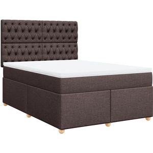 vidaXL Boxspring met matras stof donkerbruin 160x200 cm