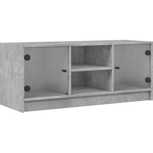 vidaXL Tv-meubel met glazen deuren 102x37x42 cm betongrijs