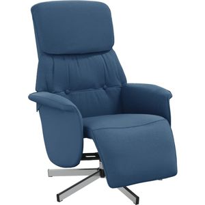 vidaXL Fauteuil verstelbaar met voetensteun stof blauw