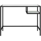 vidaXL Computerbureau 100x36x74 cm gehard glas witmarmerkleurig