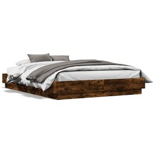 vidaXL Bedframe bewerkt hout gerookt eikenkleurig 140x190 cm