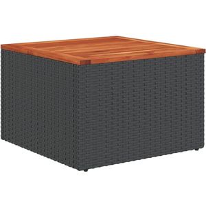 vidaXL Tuintafel 55x55x37 cm poly rattan en acaciahout zwart