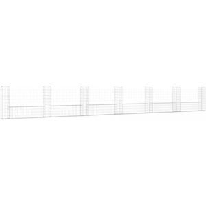 VidaXL Schanskorf U-vormig met 7 palen 740x20x100 cm - IJzer