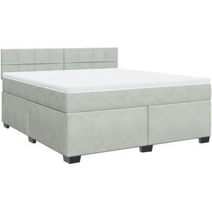 vidaXL Boxspring met matras fluweel lichtgrijs 180x200 cm