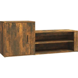 VidaXL Schoenenkast 130x35x54 cm - Bewerkt Hout - Gerookt Eikenkleurig