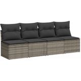 vidaXL 10-delige Loungeset met kussens poly rattan grijs