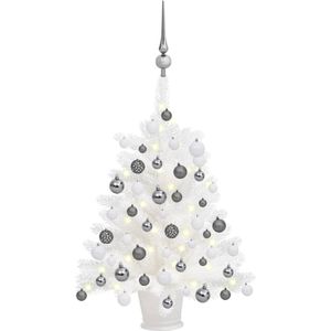 vidaXL Kunstkerstboom met verlichting en kerstballen 65 cm wit