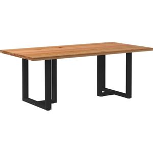 vidaXL Eettafel rechthoekig 200x100x74 cm massief eikenhout lichtbruin