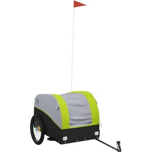 vidaXL Fietstrailer 45 kg ijzer zwart en groen