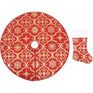 vidaXL Kerstboomrok luxe met sok 122 cm stof rood