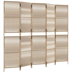 vidaXL-Kamerscherm-5-panelen-poly-rattan-beige