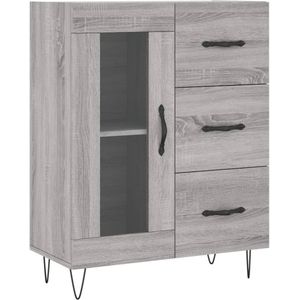 vidaXL Dressoir 69,5x34x90 cm bewerkt hout grijs sonoma eikenkleurig