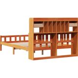 vidaXL Bed met boekenkast zonder matras grenenhout wasbruin 160x200 cm