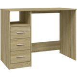 VidaXL Bureau met Lades 102x50x76 cm - Bewerkt Hout - Sonoma Eikenkleurig