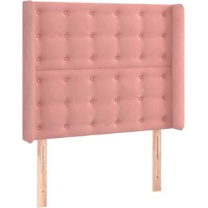 vidaXL Hoofdbord met randen 93x16x118/128 cm fluweel roze