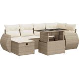 vidaXL 7-delige Loungeset met kussens poly rattan beige