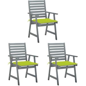 vidaXL Tuinstoelen 3 st met kussens massief acaciahout