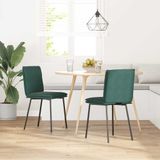 vidaXL - Eetkamerstoelen - 2 - st - fluweel - donkergroen