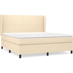 vidaXL Boxspring met matras stof crèmekleurig 180x200 cm