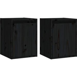 vidaXL-Wandkasten-2-st-30x30x40-cm-massief-grenenhout-zwart