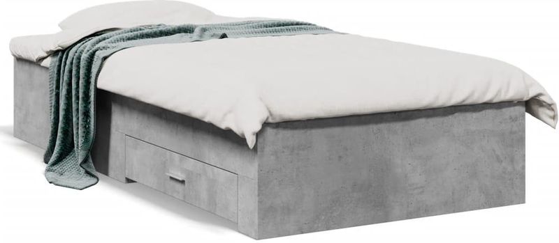 vidaXL - Bedframe - met - lades - bewerkt - hout - betongrijsx200 - cm