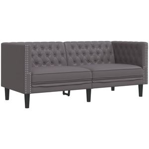 vidaXL - Tweezitsbank - Chesterfield-stijl - kunstleer - grijs