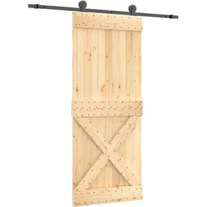 vidaXL Schuifdeur met beslag 85x210 cm massief grenenhout